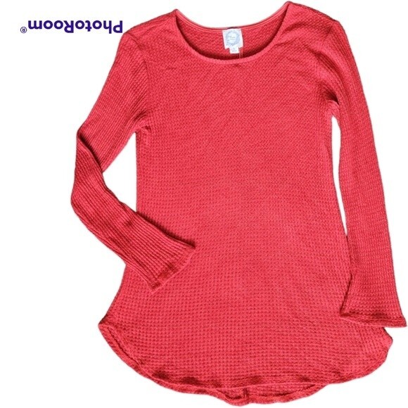 NWT Lana Button Back Rust Waffle Knit Top - Picture 4 of 11